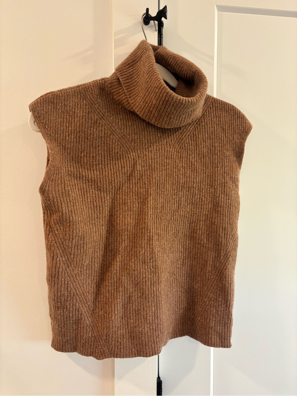 Lilla P Ribbed Sleeveless Knit Top in Camel Brown